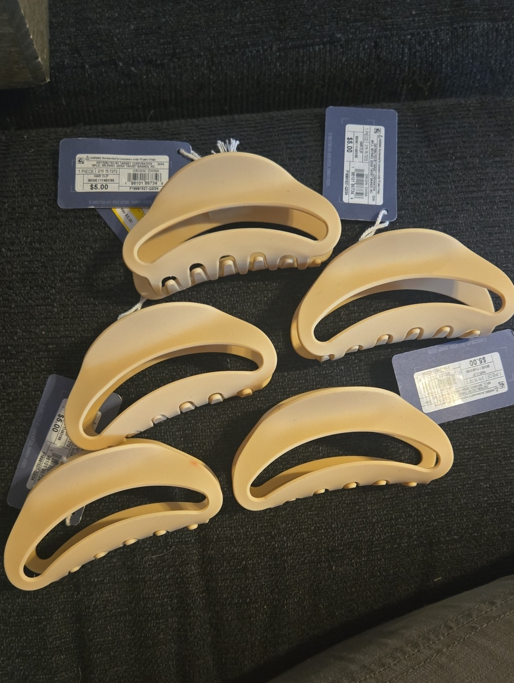 Neutral Beige Hair Claw Clip - Set of 5 Sku 905
